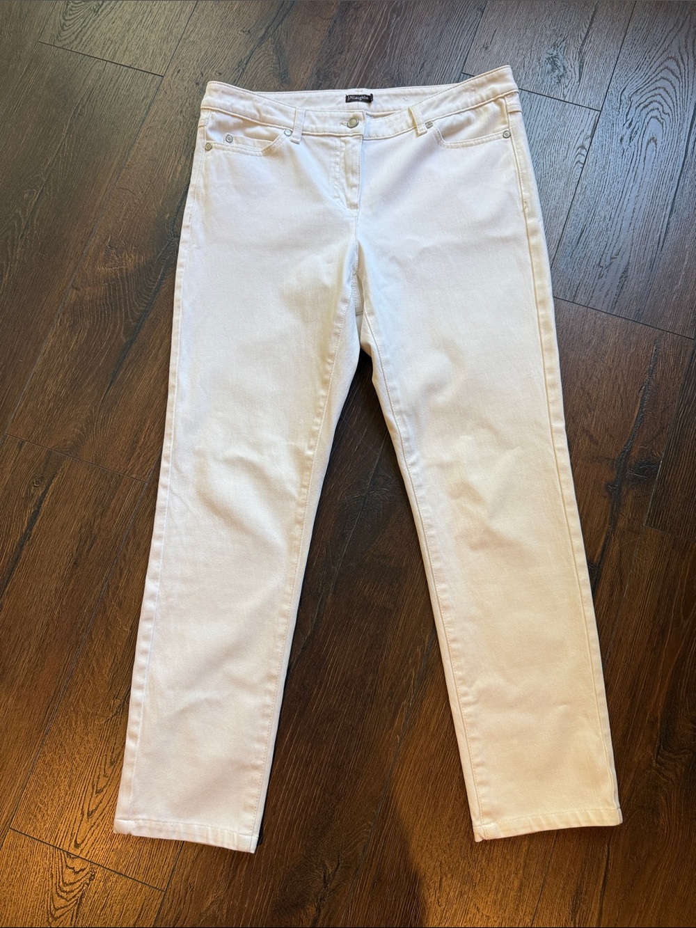 J. McLaughlin Cream Straight-Leg Jeans 10